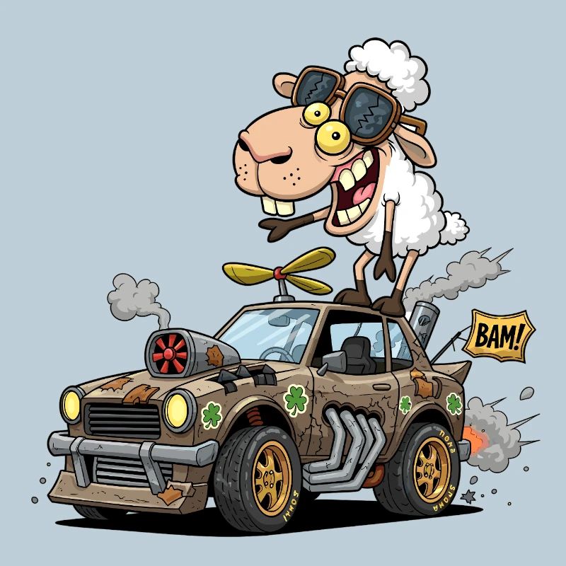 Whimsical Sheep Roaring