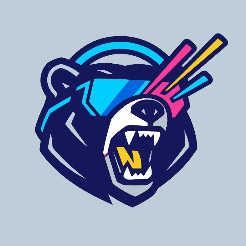 Roaring Cyber Bear with Neon Visor