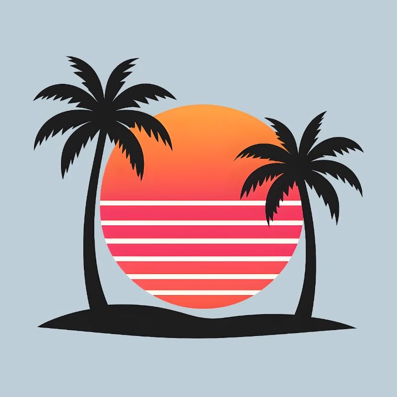 Tropical sunset with palm trees