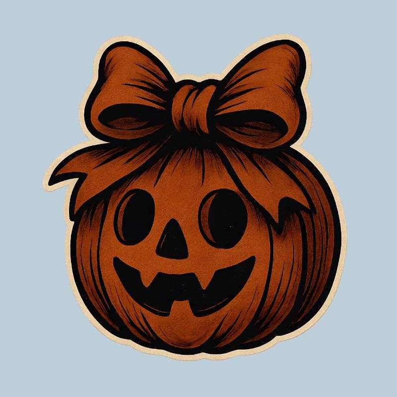 Spooky pumpkin with bow