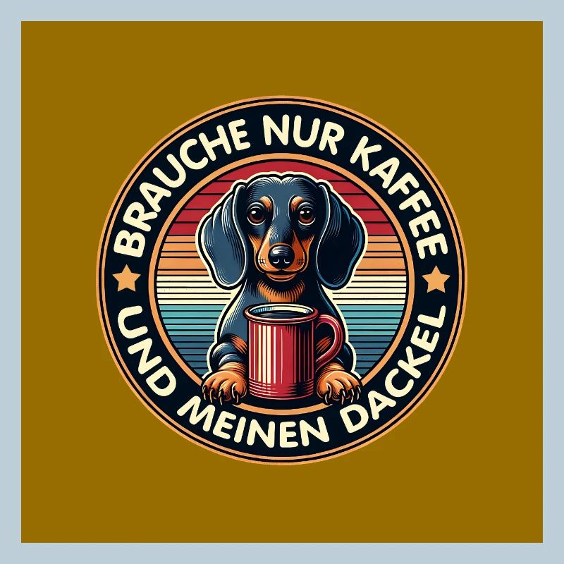 Dackel Hund mit Kaffeetasse Spruch