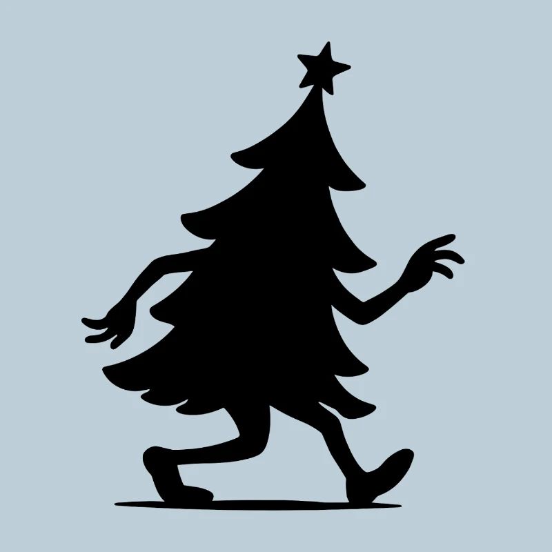 Laufender Weihnachtsbaum Silhouette Illustration