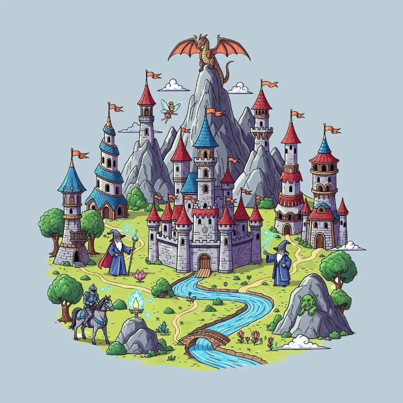Medieval Magic Castle Illustration