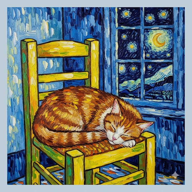 Kat van Gogh Starry Sky