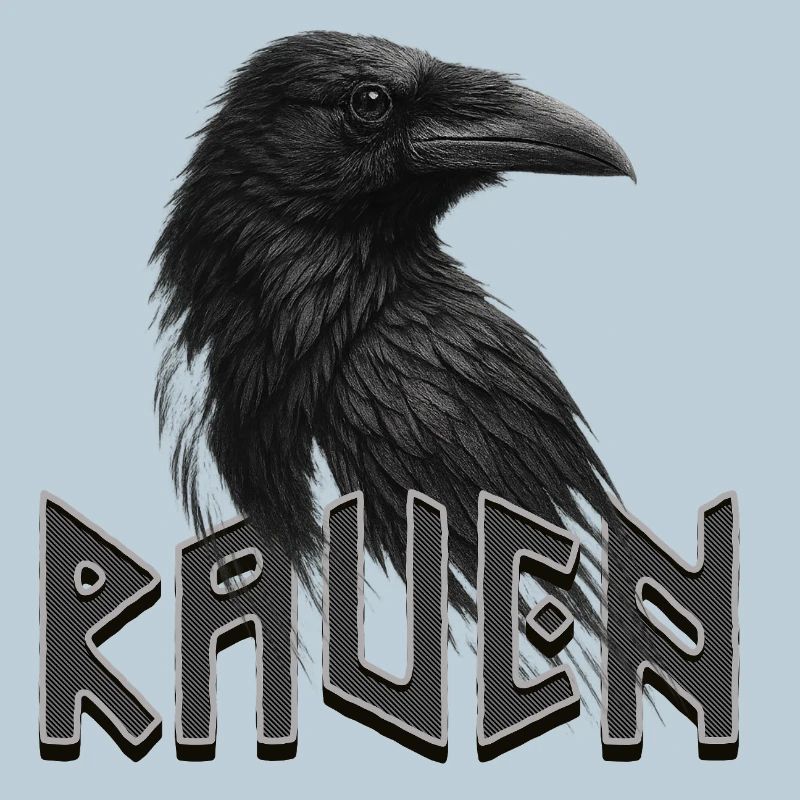 Dark Raven with Runic Lettering
