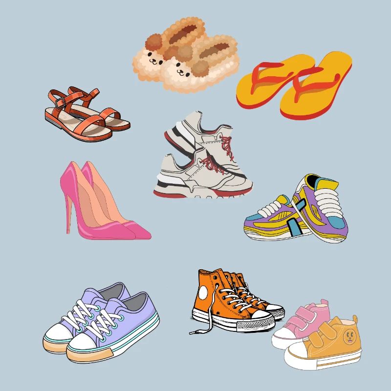 Collection de pantoufles et de baskets pastel mignonnes