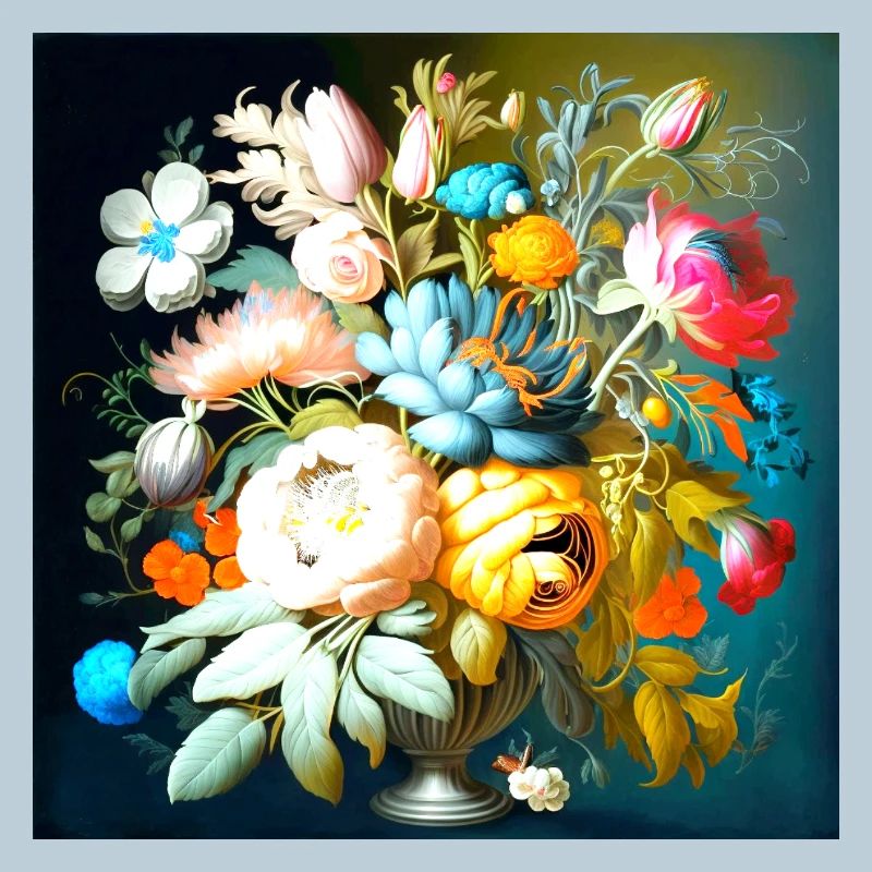 Blumenstrauß Stillleben auf dunkel alter Stil