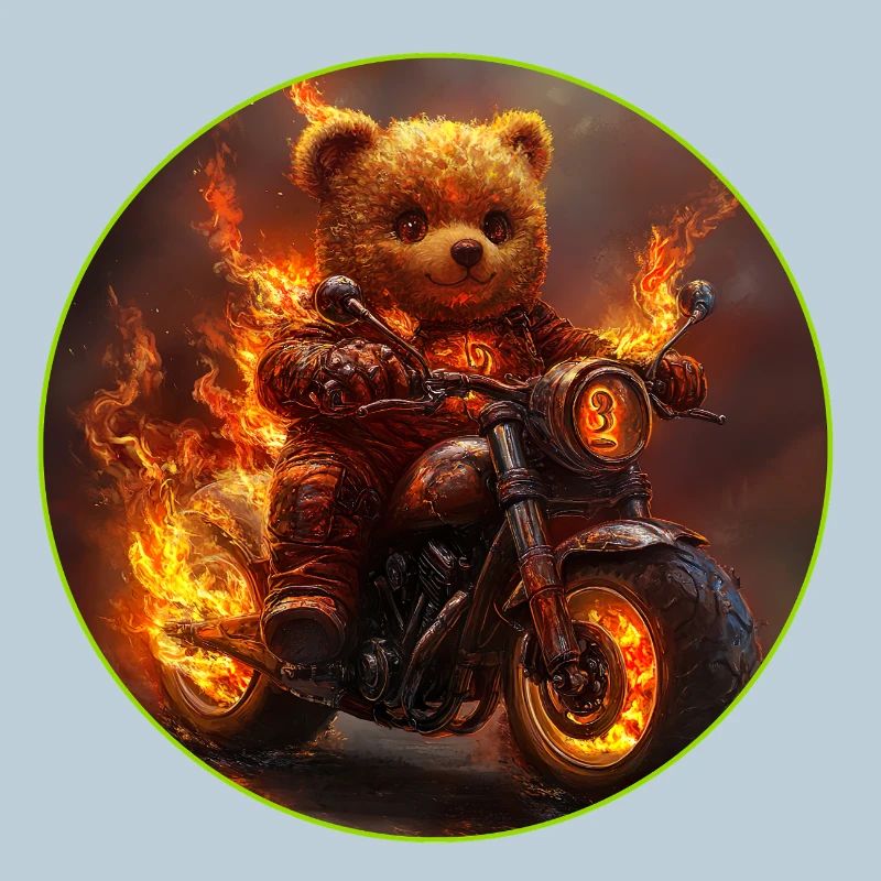 Feuriger Bärenmotorrad-Abenteuer