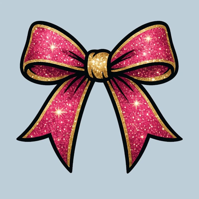 Pink glitter bow gold rim