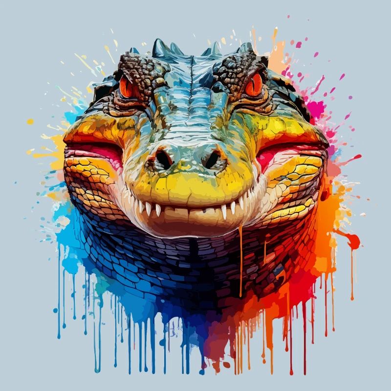 Bunter Krokodil Kopf Splash