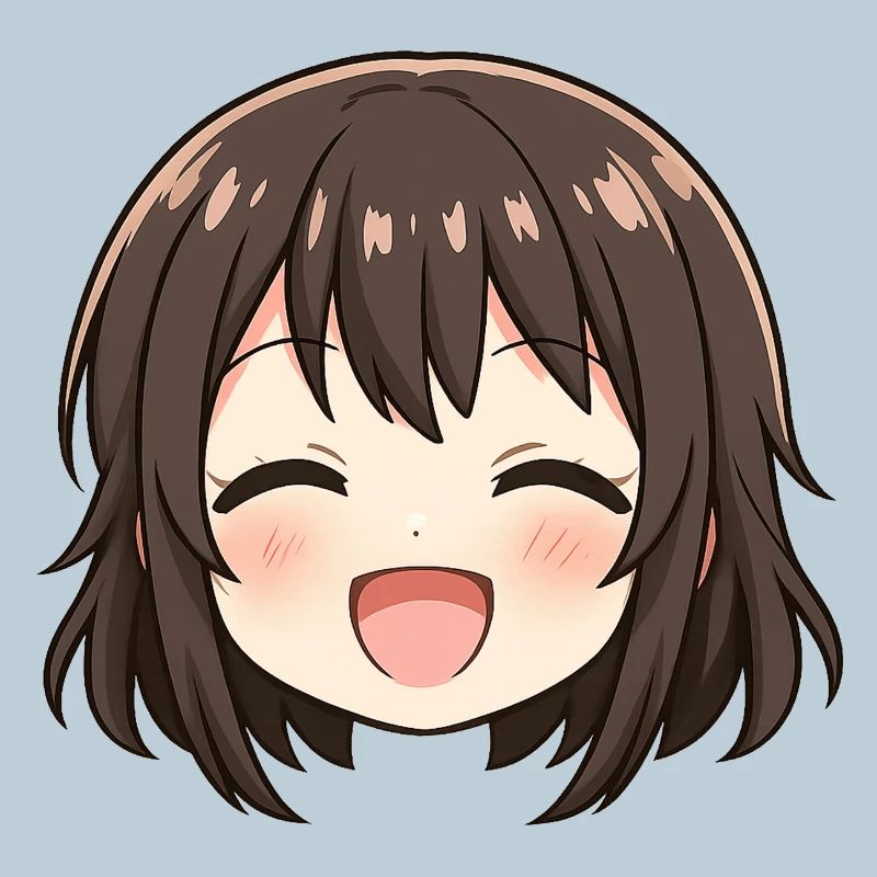 Chibi Gesicht Braunes Lächeln