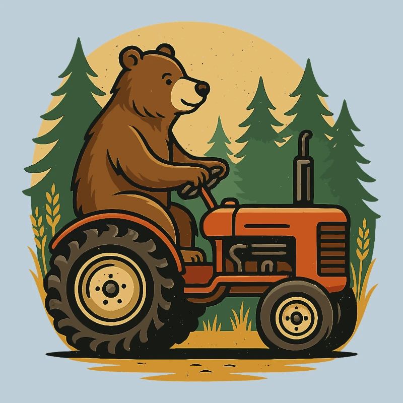 Bärenfarmer im Traktor