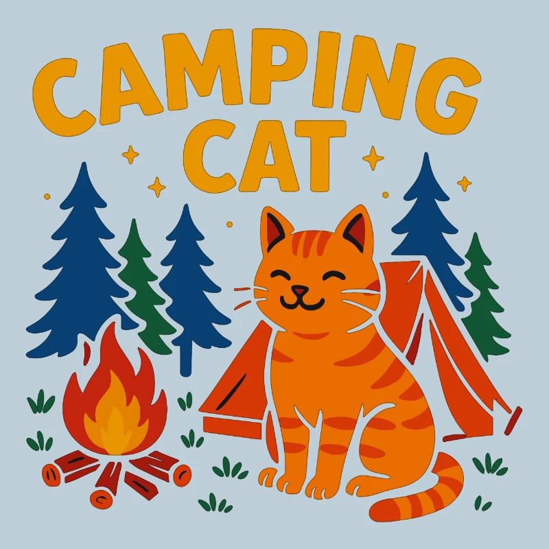 Camping cat at the campfire