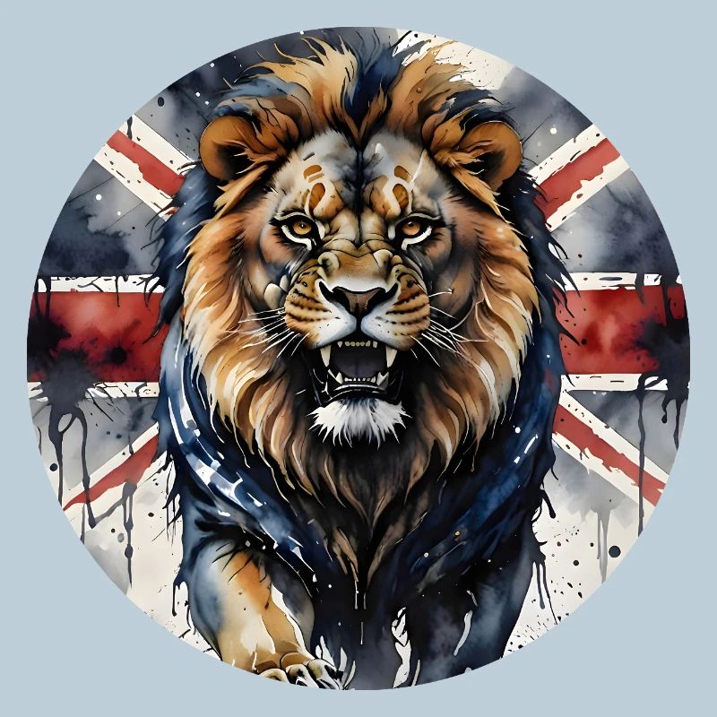Stolzer britischer Löwe und Union Jack Print