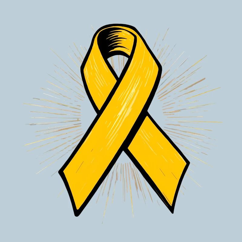 Yellow Awareness Ribbon in Comic Style