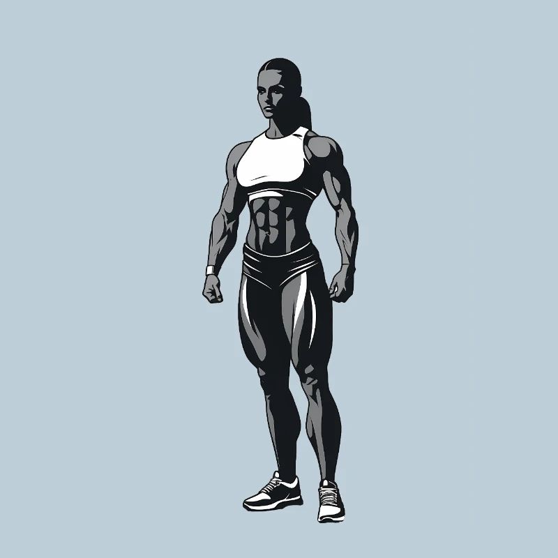 Female Bodybuilder - Cool Silhouette Logo