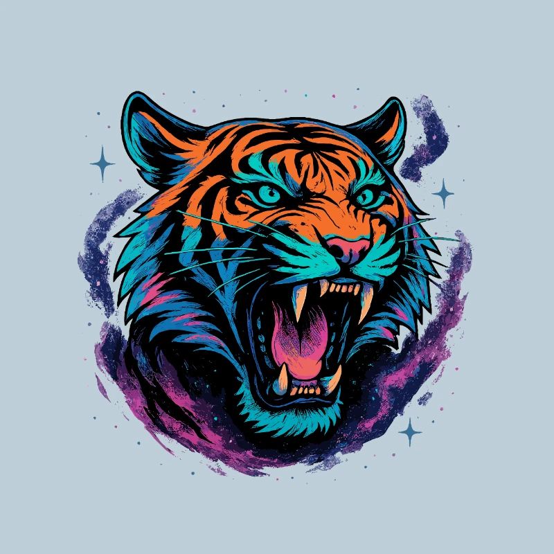 Neon Tiger Rage Galaxy Design