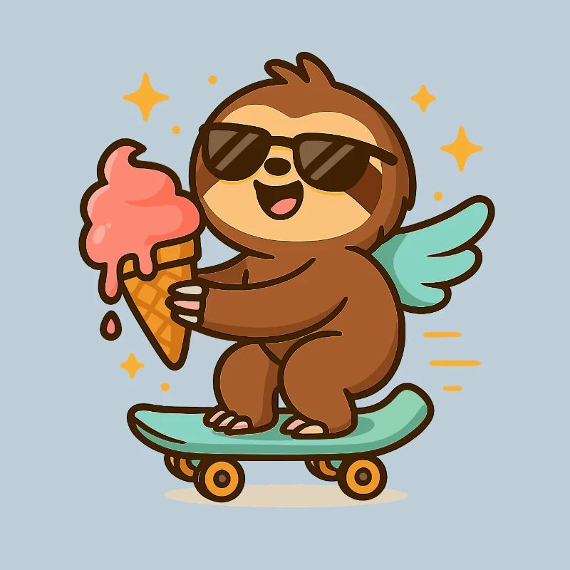 Cool Sloth Skateboard Treat Cone