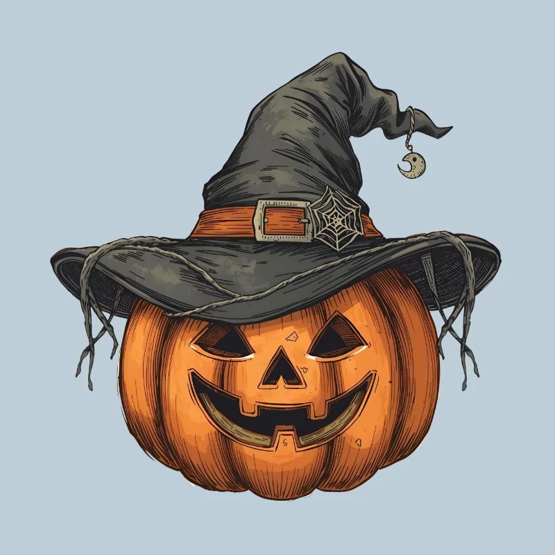 Halloween Pumpkin with Witch Hat