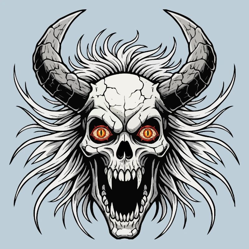 Devil skull with horns