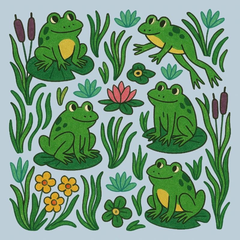 Verdant Frog Pond Scene