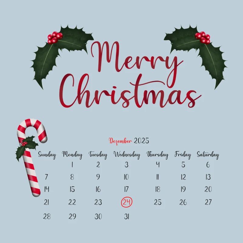 Merry Christmas Calendar Sheet with Bows