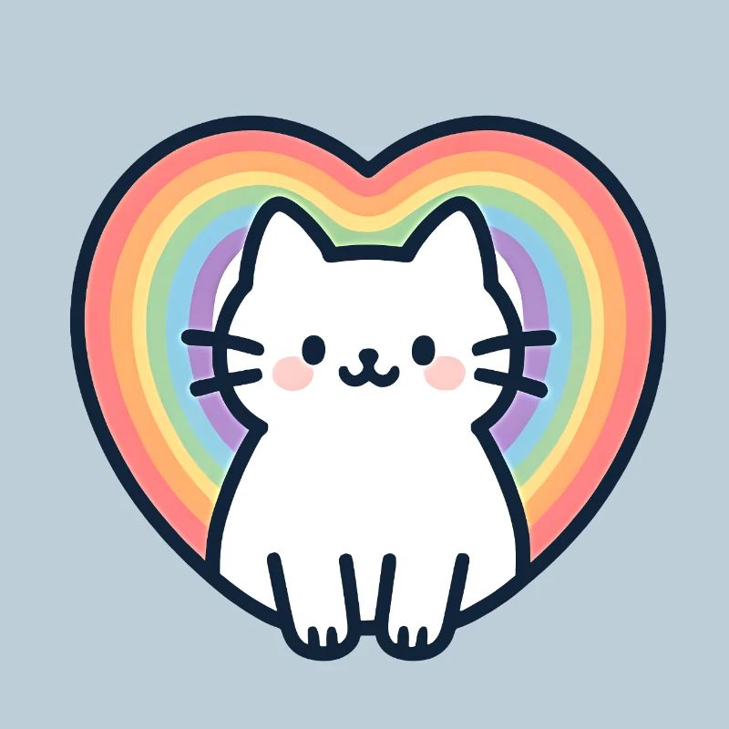 Kawaii Regenbogen Herz Katze