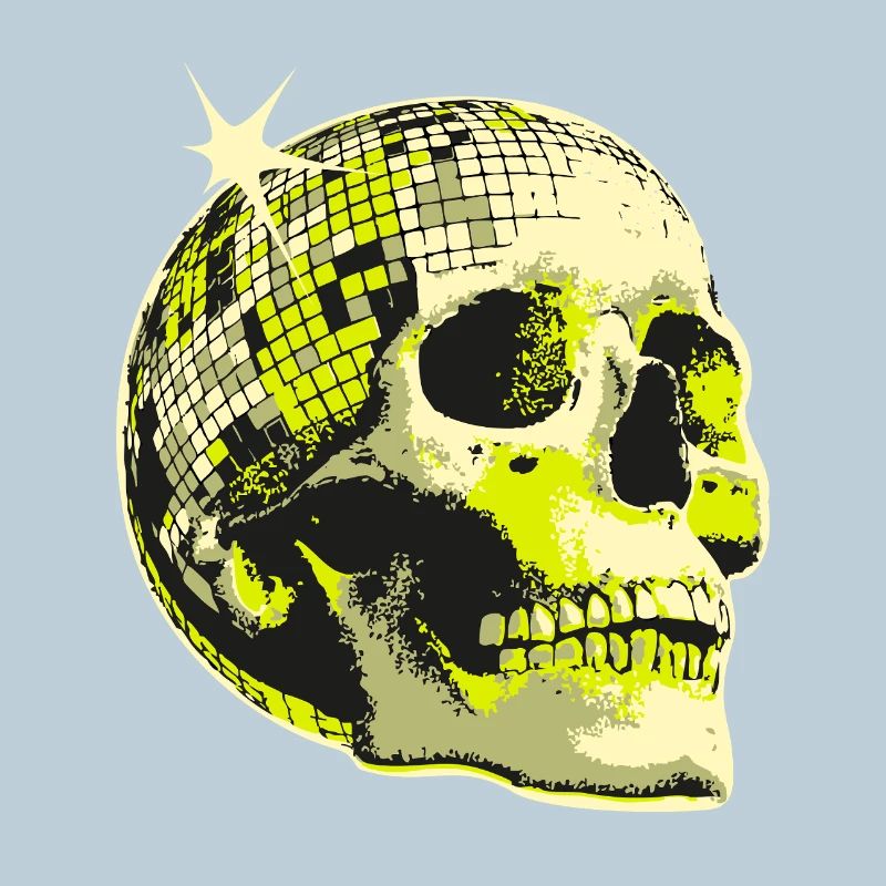 Neon Totenkopf Disco Kugel