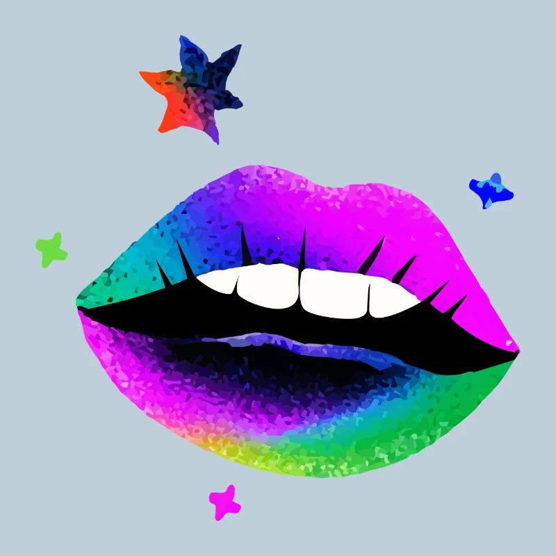 Rainbow Lips Pop Art Neon