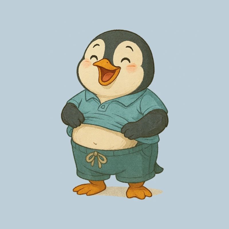 Pingouin heureux avec ventre