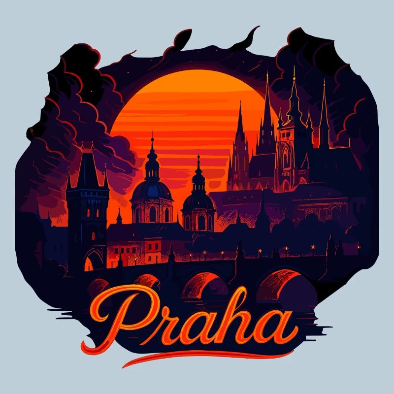 Praha Abendlicht Skyline Abendrot Geschenk