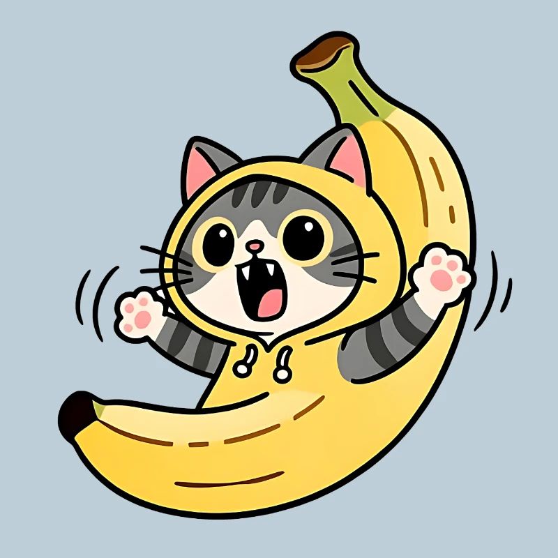 Chat Banane Kawaii