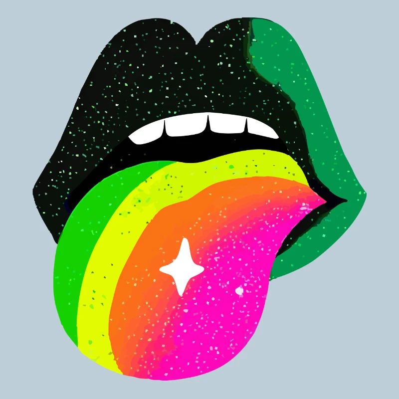 Rainbow Tongue Pop Art Lips