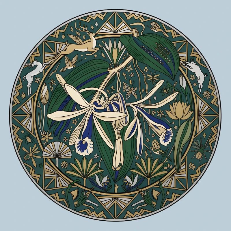Orchidée vanille et feuillage