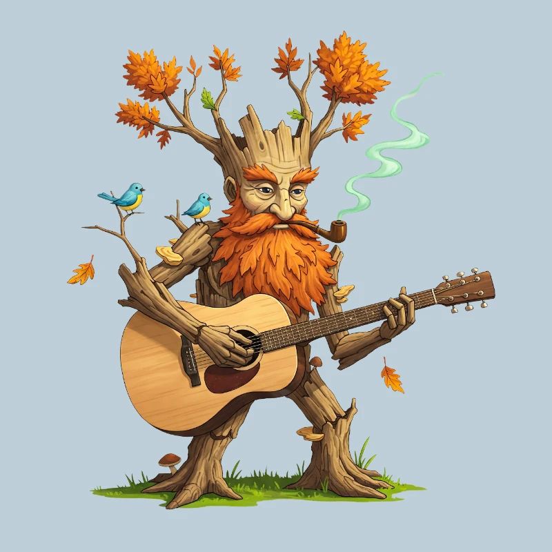 Fantasy Tree Guitar Player T-Shirt