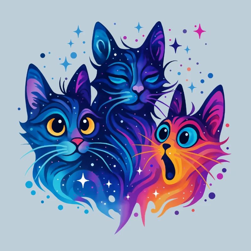 Trio de chats néon Galaxy