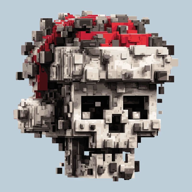 Pixel Skull with Santa Hat