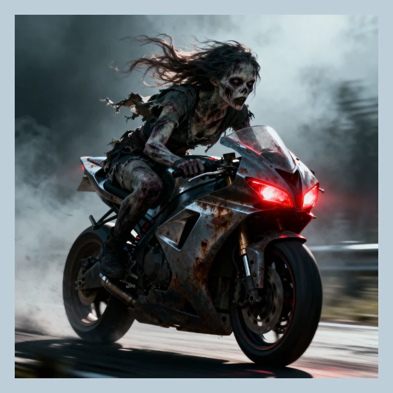 Zombie Rider sur une machine rouillée