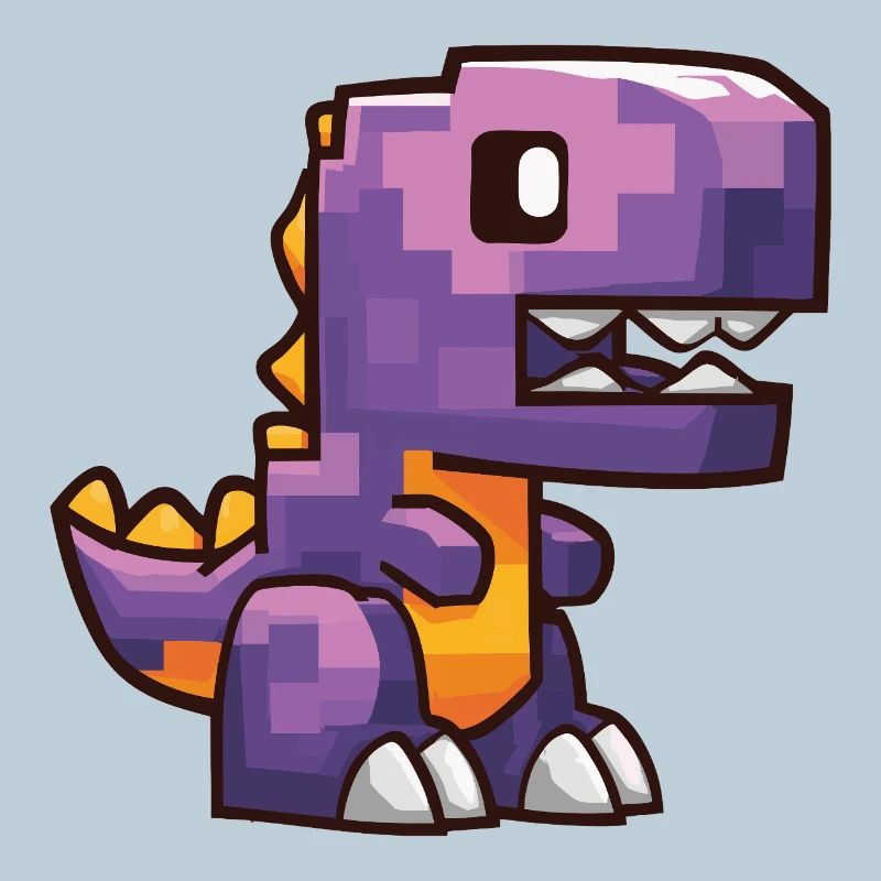 Pixel Dino – Purple Cartoon T-Rex