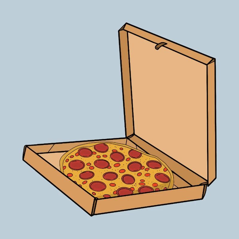 Pizza mit Pepperoni in einer Schachtel