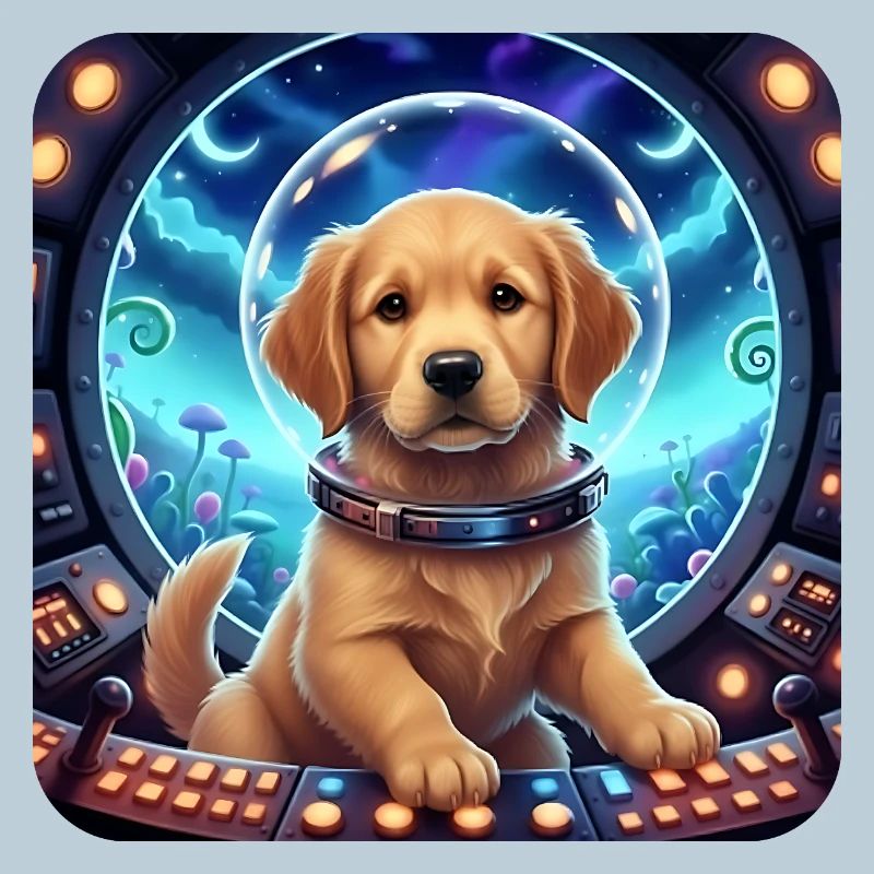 Puppy Astronaut in Space Helmet