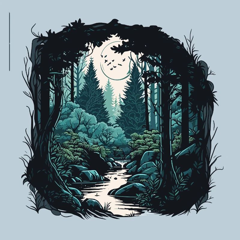 Sentier de la Forêt Lunaire au clair de lune