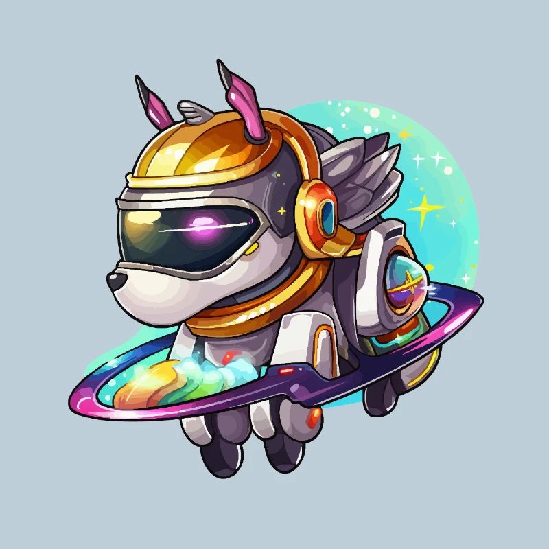 Chien de l’espace sur un hoverboard