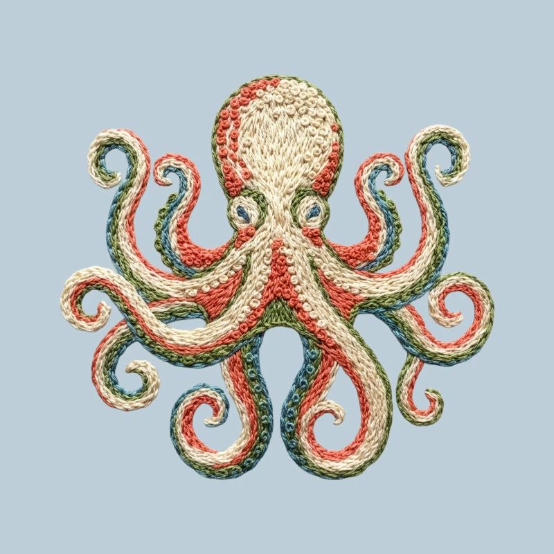 Bestickter Oktopus – auffälliges Meerestier-Design