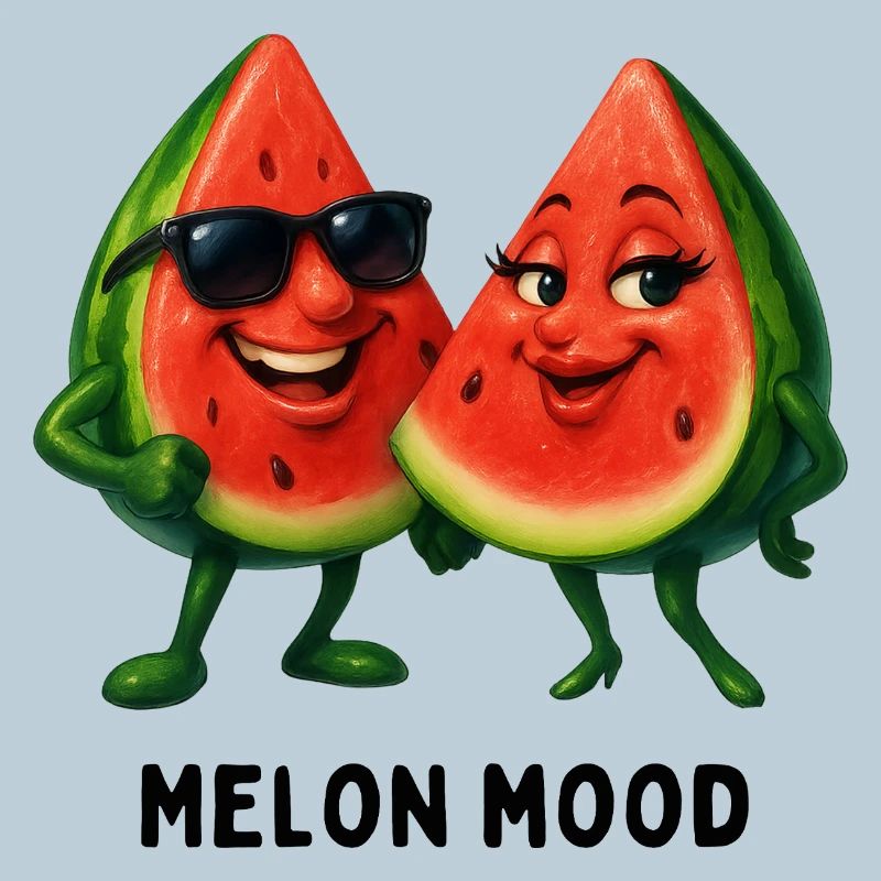 Humeur du melon : Duo pastèques heureux