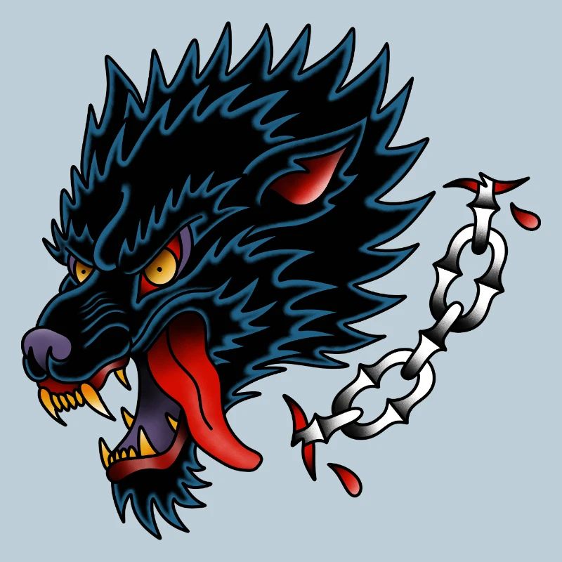 Style de tatouage à l’ancienne Black Wolf