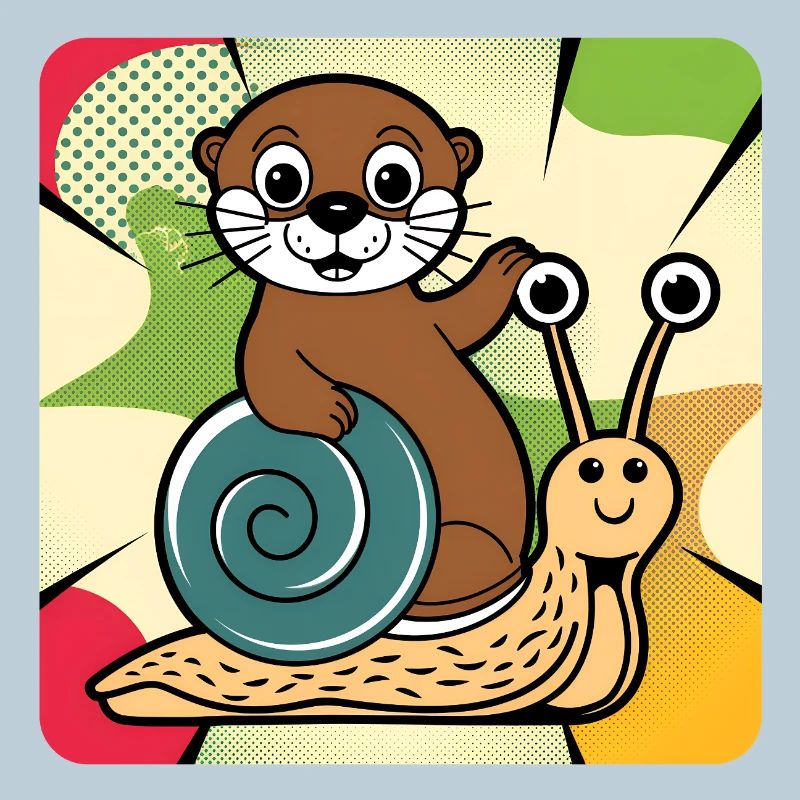 Otter auf Schnecke – Pop Art