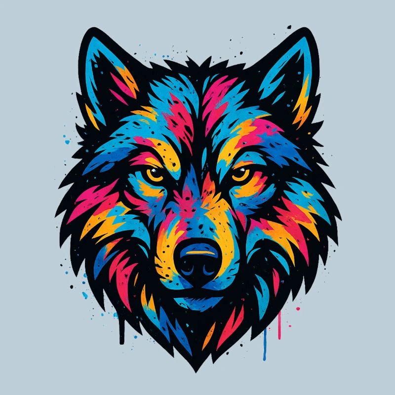 Neonwolf Kopf Kunst