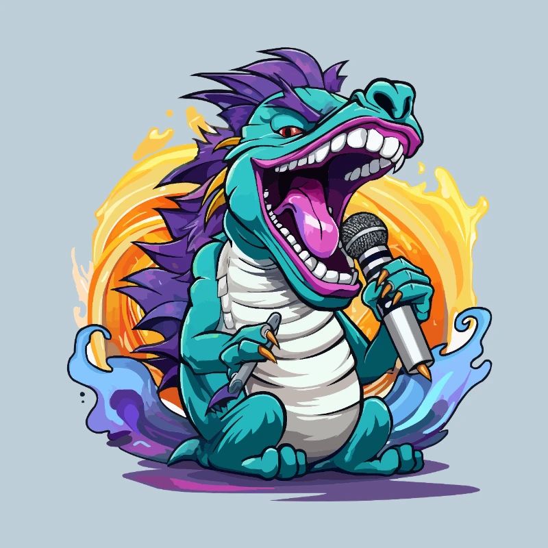 Drachen-Sänger mit Mikrofon