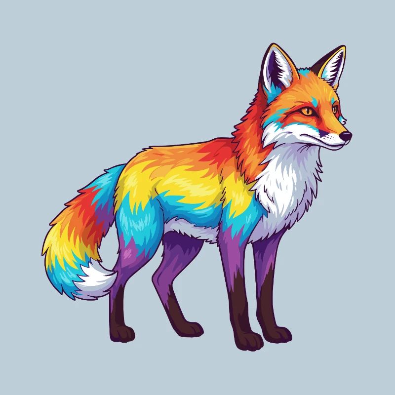 Buntes Fuchs-Regenbogen-Pop-Art-Aquarell